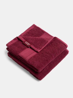 JOCKEY Cotton 500 GSM Hand Towel(Pack of 2, Burgundy)