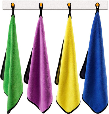 RadhaTex Multi-Purpose Ultra-Thick & Soft Dual Sided Cleaning Towel MCT30x4.61 Scrub Sponge(Medium, Pack of 4)