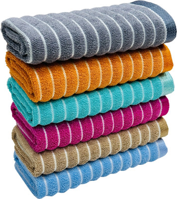 STAMIO Cotton 400 GSM Hand Towel Set(Pack of 6)