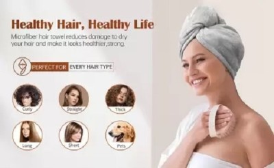 Suprix Cotton, Microfiber 400 GSM Hair, Bath, Beach, Sport Towel(Pack of 2)