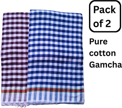 SHREEVISH Cotton 300 GSM Bath, Hair, Face, Hand Gamcha Set(Pack of 2)