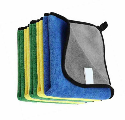 WebDealz Heavy Double Sided Microfiber Cloth for Cleaning MCT30x5.84 Sponge Wipe(Medium, Pack of 5)