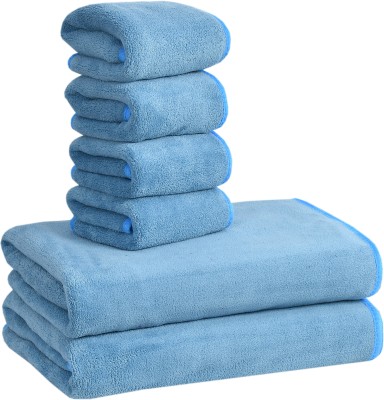 Cotton Bolls Textiles Microfiber 340 GSM Bath Towel Set(Pack of 6)