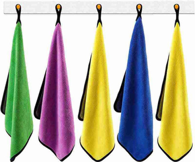 WebDealz Heavy Double Sided Microfiber Cloth for Cleaning MCT30x5.98 Sponge Wipe(Regular, Pack of 5)