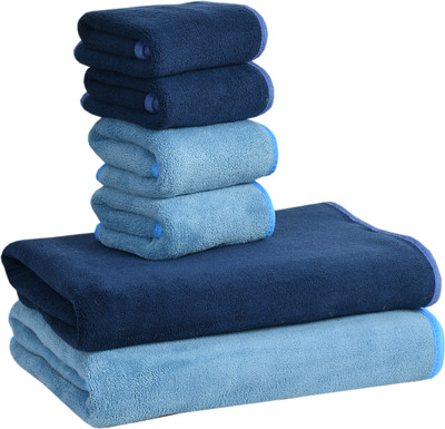 Cotton Bolls Textiles Microfiber 340 GSM Bath Towel Set(Pack of 6)