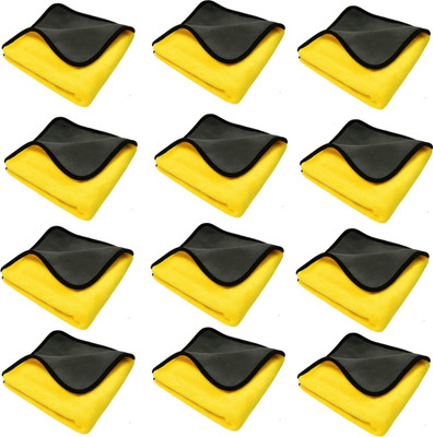 KRISHNA TOWL Microfiber, Polyester Vehicle Washing  Cloth(Pack Of 12, 800 GSM)