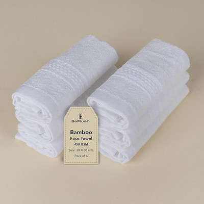 Beplush Bamboo 450 GSM Face Towel(Pack of 6)
