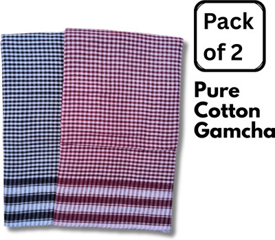 SHREEVISH Cotton 300 GSM Bath, Beach, Face, Hair Gamcha Set(Pack of 2)