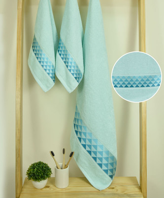RANGOLI Cotton 380 GSM Bath, Hand Towel Set(Pack of 3)