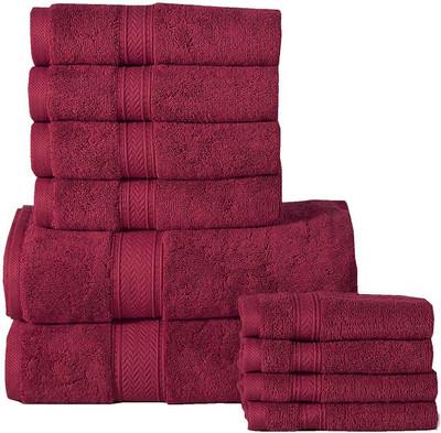 WebDealz Cotton 300 GSM Bath Towel Set(Pack of 10)
