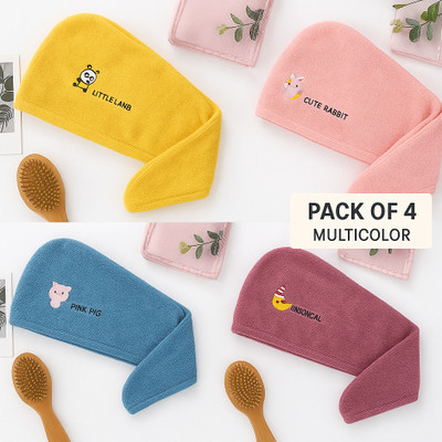 Cotton Bolls Textiles Microfiber 500 GSM Hair Towel(Pack of 4)