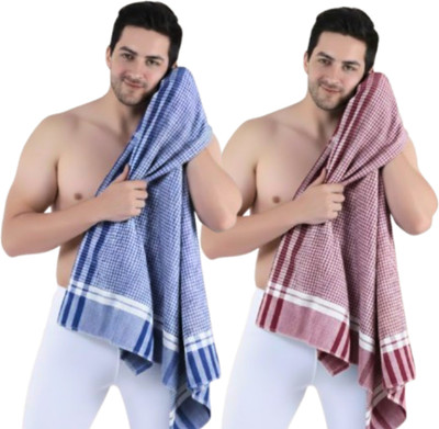 SHREEVISH Cotton 300 GSM Bath Gamcha Set(Pack of 2)