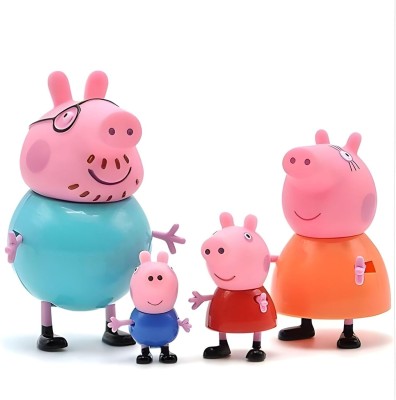 ANABGI Peppa Pig Family Set of 4, Peppa Pig, George, Daddy Pig, Mommy Pig(Multicolor)