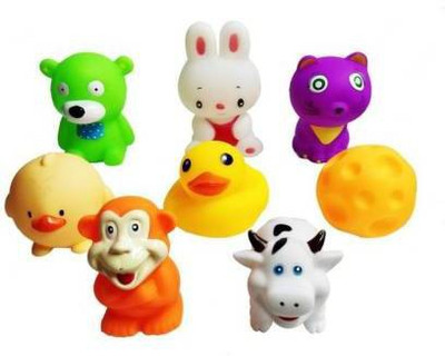 littlewish Attractive And Colorful Non-Toxic Baby Squeeze Sound BathToy ChuChu Set of 8 Pcs Bath Toy(Multicolor)