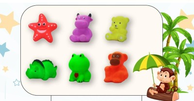 CHUBIES 6PCS MEDIUM ANIMAL SHAPE CHUCHU BABY BATH TOY Bath Toy(Multicolor)