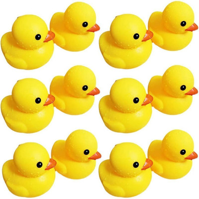 BKDT Marketing Bath Duck Toys 12 PCS Yellow Rubber Ducks Squeak & Float Ducky Baby Shower Pool Bath Toy(Multicolor)