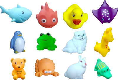 BKDT Marketing Bathtub Animal Toy With Chu Chu Sound For Children Bath Toy (Multicolor)- 12 Pc Set Bath Toy(Multicolor)