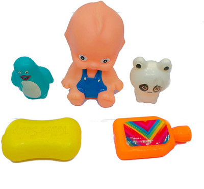 KORBOX Baby Bath Squeeze Toys Set Pack Of 5 Bath Toy(Multicolor)