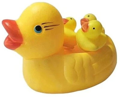 Wee Care Mother Duck with three ducks Squeezy Bath Toy(Multicolor)
