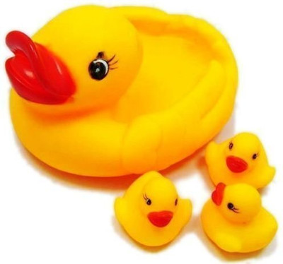 ATHRAVTOYS Trending Mother Duck With Baby Chu Chu Bathing Toy Set of 4 Bath Toy(Multicolor)