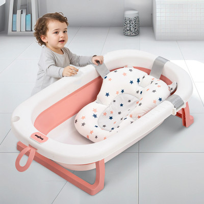 baybee Foldable Baby Bathtub for Kids 0-3 Year with Support Cushion & built-in drainer(Pink)
