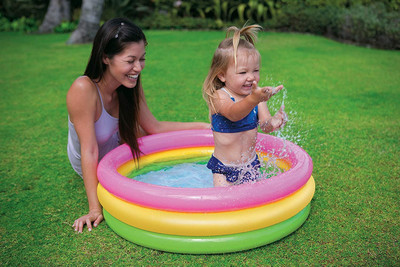 GREST 2 FT Inflatable Swimming Water Pool Bath Tub with Swim Vest Life Jacket for Kids(Multicolor)