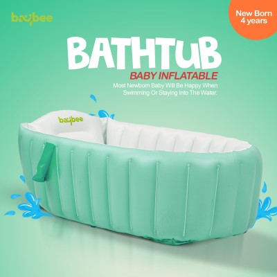 baybee Inflatable Baby Bath tub for Kids with Air Pump, Soft Cushion Central Seat(Green)