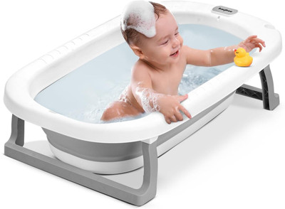 baybee Foldable baby bathtub for kids 0-5 year with Anti-slip base(Grey)