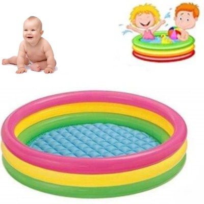 bazler Baby Pool Bath Water Tub for Kids Soft Inflatable Kid's, 3ft 0-5 Years 3 Feet 8(Multicolor)