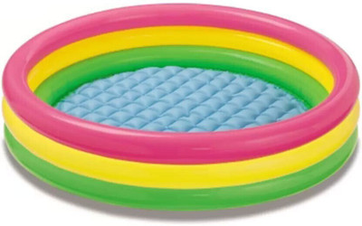 FERONS Portable inflatable 3 ft 3 ring bath tub Child tub Cushion Portable bathtub(Multicolor)