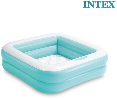 JOY MAKER 3ft Square Baby Pool Bath Water Tub for Kids Soft Inflatable Kids Swimming Tub(Multicolor)