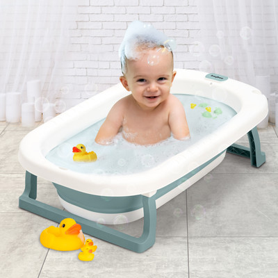 baybee Foldable baby bathtub for kids 0-3 year with anti-slip base and built-in drainer(Green)