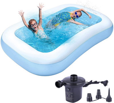 P for Pogu 5.5 Feet Rectangular Inflatable Pool with Electric Pump Swimming Bathtub for Kid(Blue)