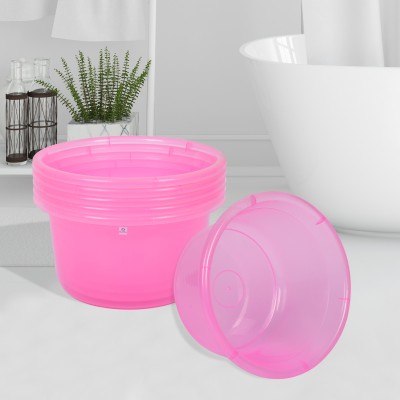 Heart Home Multipurpose Bath Tub for Bathroom-Feeding Pan|25 LTR|Pack of 6|Transparent Pink(Pink)