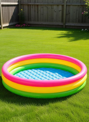 RBB HUB 2 ft Round Swimming Pool for Kids|Inflatable Round Colourful Ring. Inflatable Swimming Pool(Rainbow)