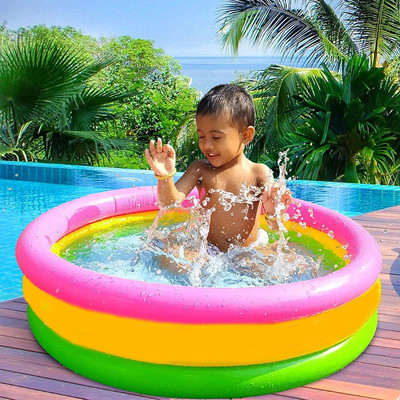 HouseOfCommon Inflatable Water Pool PVC Non-Slip Foldable Baby Bathtub 3 Rings Swimming Pool(Multicolor3)