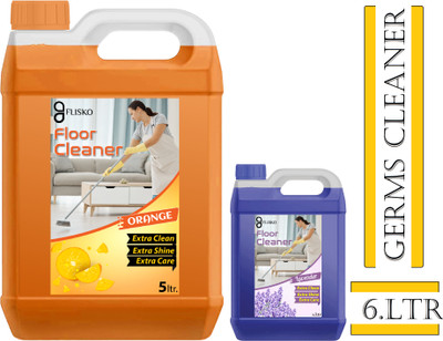 FLISKO Floor Cleaner All Germe&Gives Long-Lasting Freshness(5L Orange&1L Lavender) MULTI FRAGRANCE(2 x 3 L)