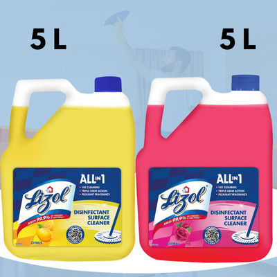 Lizol Floral & Lemon Disinfectant Surface & Floor Cleaner Liquid Floral OR Lemon(2 x 5 L)