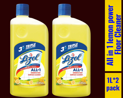 Lizol Disinfectant Surface & Floor Cleaner Liquid, Citrus015 Lemon(2 x 1 L)