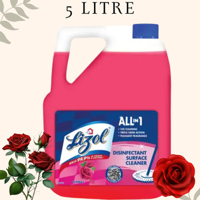 Lizol Disinfectant Surface & Floor Cleaner Liquid,Suitable for All Floor Cleaner Mopst Floral10(5 L)