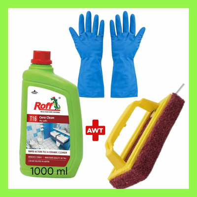 Pidilite ROFF Cera Clean T16 Tile & Ceramic Cleaner 1L with Blue Gloves & Scrub Brush(1 L)