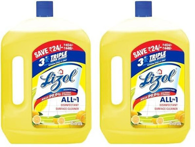 Lizol Disinfectant Surface & Floor Cleaner Liquid Citrus - Lemon(2 x 2000 ml)