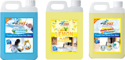 tiercart Combo of 3 Glass Cleaner Sky+Floor Cleaner Lemon+Bathroom Cleaner lemon(3 x 1 L)