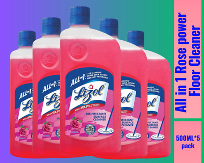 Lizol Disinfectant Surface & Floor Cleaner Liquid,500ml Rose046 Rose(5 x 0.5 L)