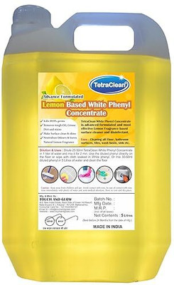 TetraClean Lemon Based White Phenyl Concentrate - Advanced Surface Cleaner Lemon(5 L)