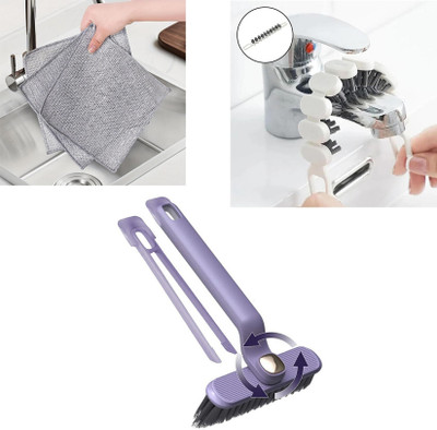 HM EVOTEK Reusable Dish Washing Cloth for Scrubbing Dish, Head Rotating, Bendable Brush K1 Scrub Pad(Regular, Pack of 3)