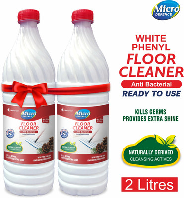 MicroDefence White Phenyl Floor Cleaner|Safe for Kids & Pets|Kills Germs & Repel Insects| Pine & Camphor(2 x 1 L)