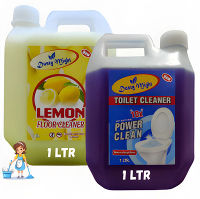 Dusty Might Floor Cleaner, Disinfectant Surface Cleaner(1L, Pack of 2) Lemon And Fresh(2 x 1 L)