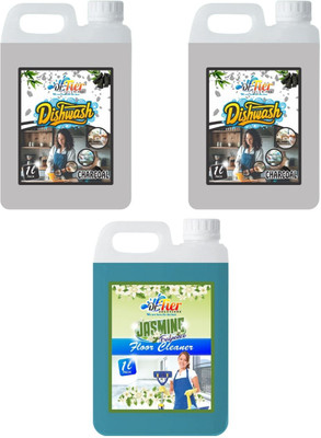 Tier enterprises Combo of 3 Dishwash Charcoalcoal, Dishwash Charcoalcoal, Floor Cleaner Jasmine lemon(3 x 1 L)