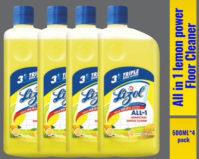 Lizol Disinfectant Surface & Floor Cleaner Liquid, 500MLCitrus10 Lemon(4 x 0.5 L)